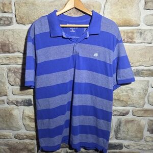 Banana Republic Blue and Heather Gray Striped Polo